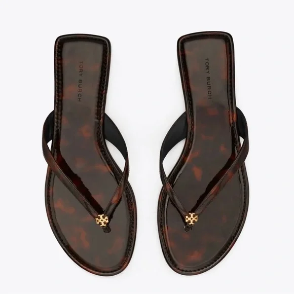 Tory Burch Classic Flip Flop Tortoise Patent Size 8 - Picture 1 of 8